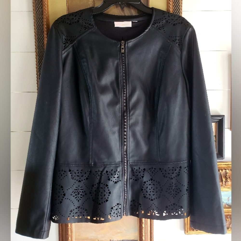 belle Kim Gravel Faux Leather Jacket, Size M, like new